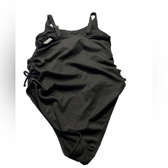 Black semi-thong swimsuit with lacing on both sides - Picture 2 of 7